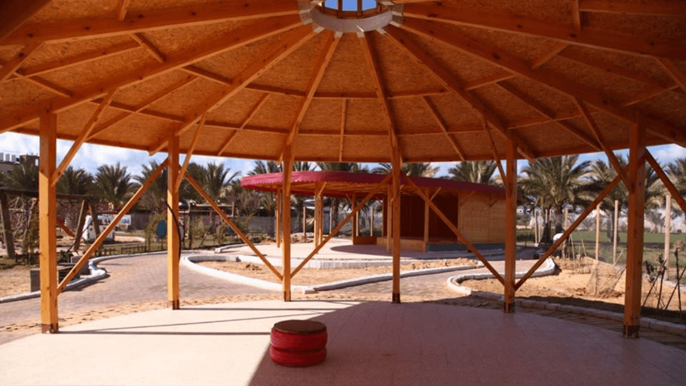 AL-Hakura community playground built from recycled materials in Deir al-Balah, Gaza